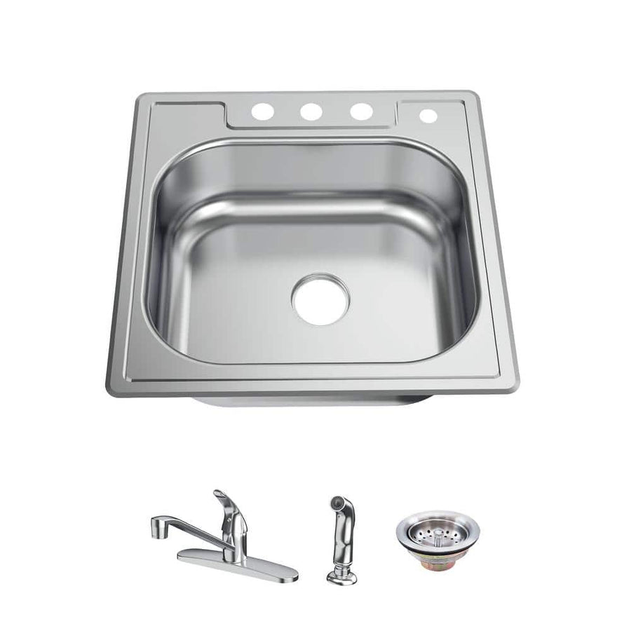 Glacier Bay 25 in. Drop-In Single Bowl 22 Gauge Stainless Steel Kitchen Sink - $110