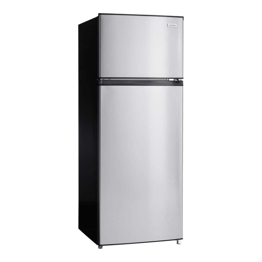 Vissani 7.1 cu. ft. Top Freezer Refrigerator in Stainless Steel Look - $180