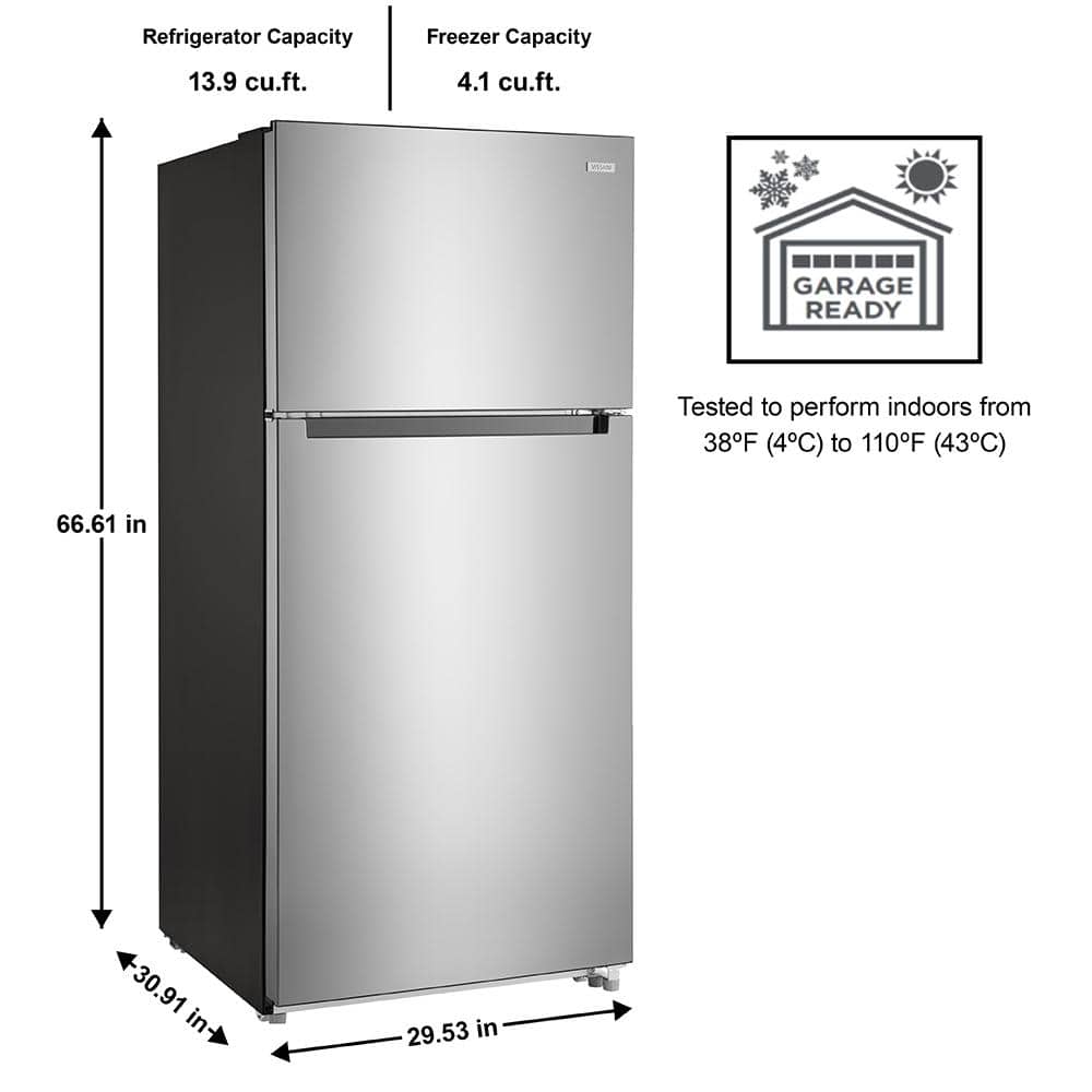 Vissani 18 cu. ft. Top Freezer Refrigerator in Stainless Steel Look