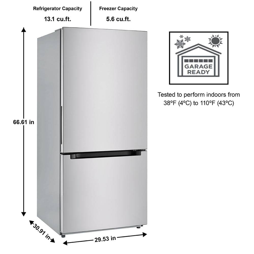 Vissani 18.7 cu. ft. Bottom Freezer Refrigerator in Stainless Steel (S