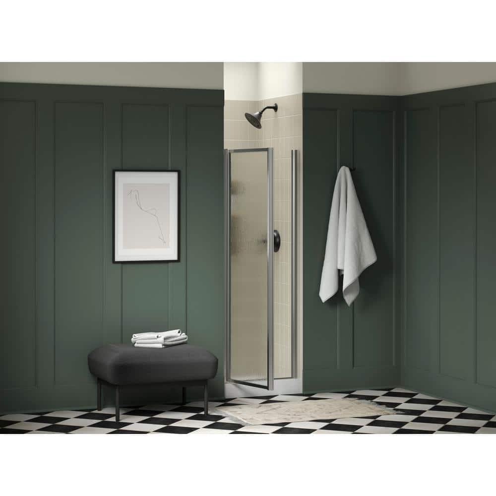 Sterling 25 in. W x 65 in. H Pivot Framed Shower Door in Silver with 1/8" Rain - $150