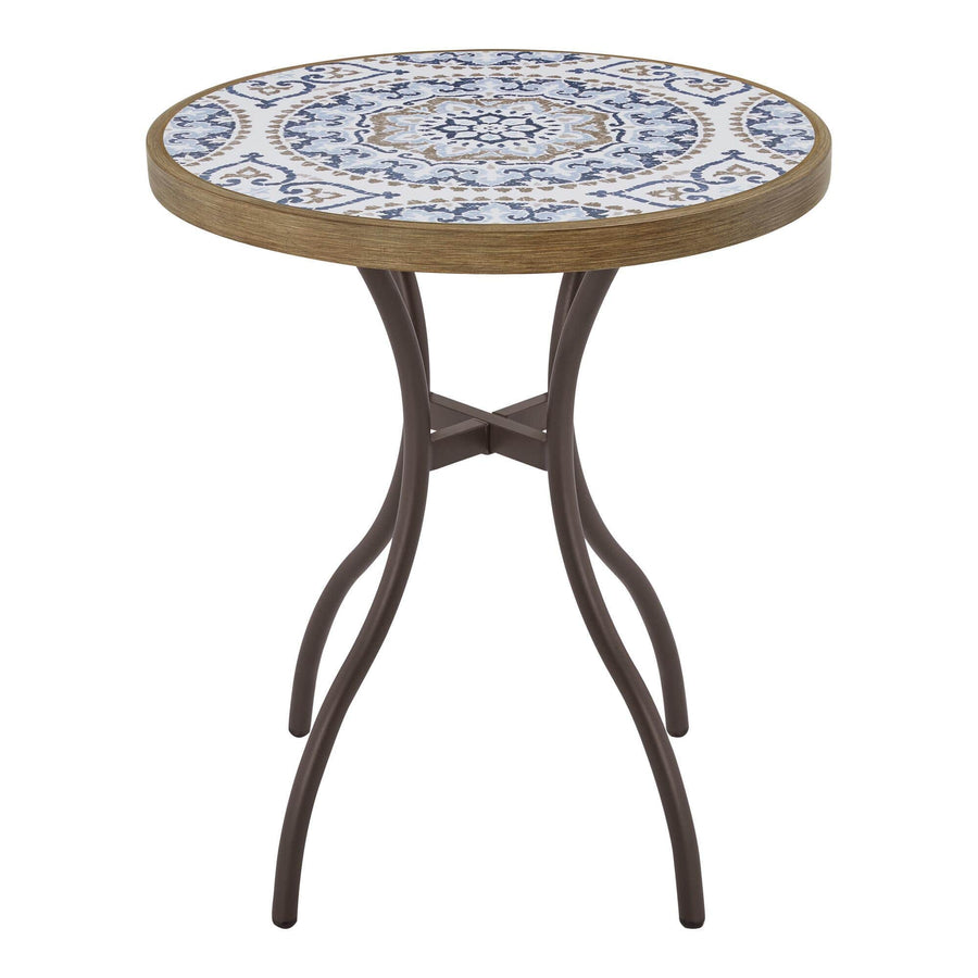 StyleWell Corinth Round Metal 25 in. Outdoor Bistro Tile Table - $50