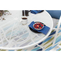 42 IN. MIX AND MATCH LATTICE WHITE MESH METAL ROUND OUTDOOR PATIO DINING TABLE - $60