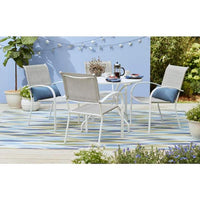 42 IN. MIX AND MATCH LATTICE WHITE MESH METAL ROUND OUTDOOR PATIO DINING TABLE - $60
