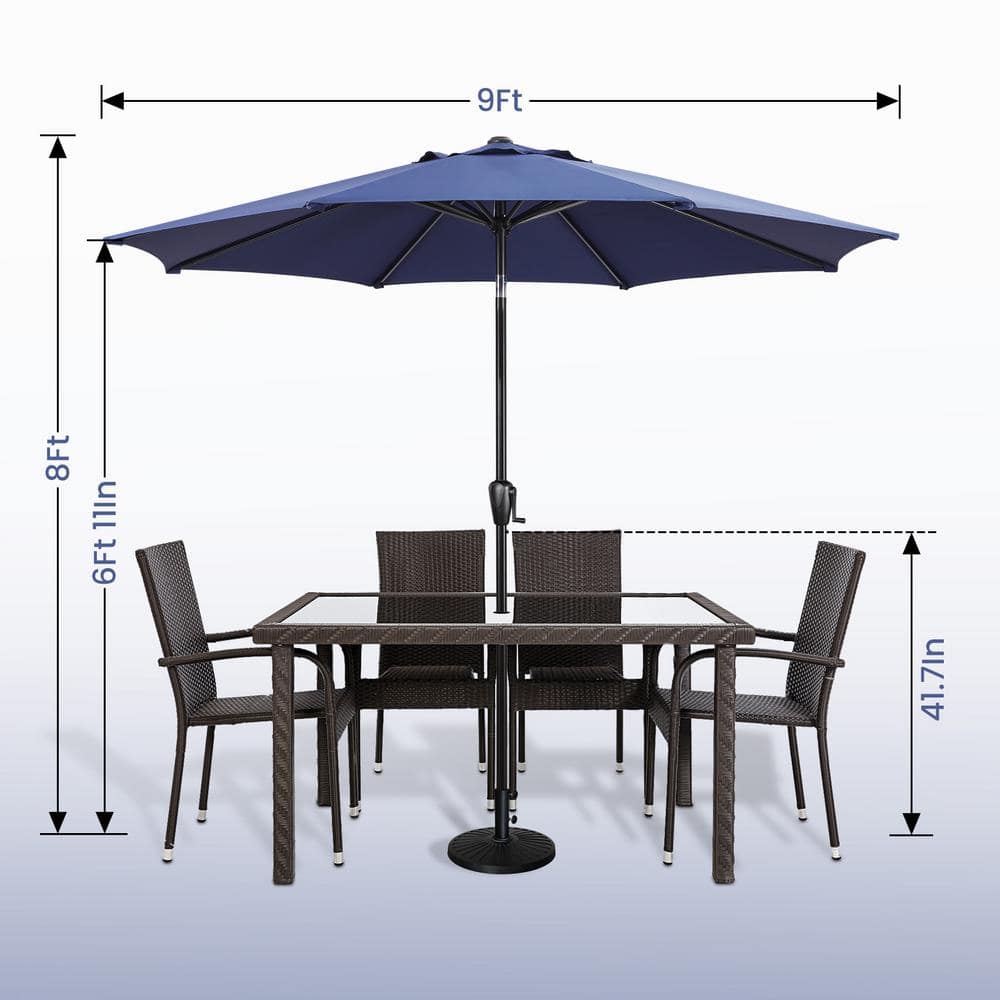 Sun-Ray 9 ft. Round 8-Rib Steel Market Umbrella in Navy - $30