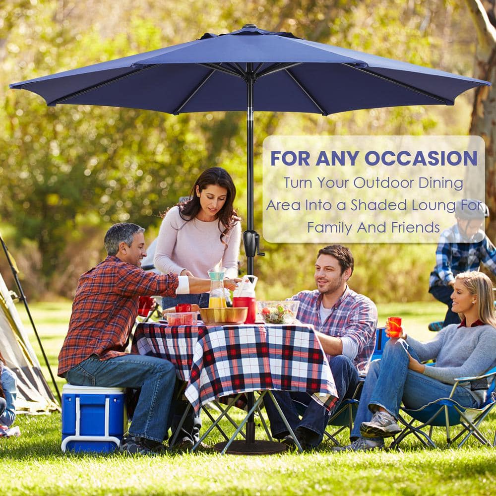 Sun-Ray 9 ft. Round 8-Rib Steel Market Umbrella in Navy - $30