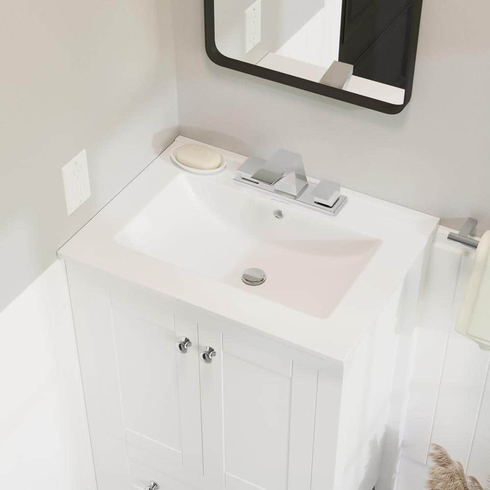 Swiss Madison 24 in. Ceramic Vanity Top with 3-Faucet Holes with White Basin - $55