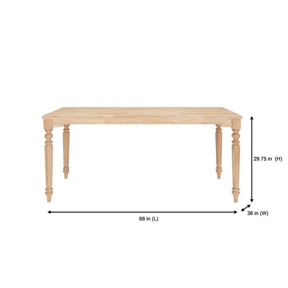 StyleWell Unfinished Natural Pine Wood Rectangular Table for 6 with Le DISCOUNT BROS