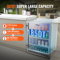VEVOR 24 inch Indoor/Outdoor Beverage Refrigerator, 185QT - $465