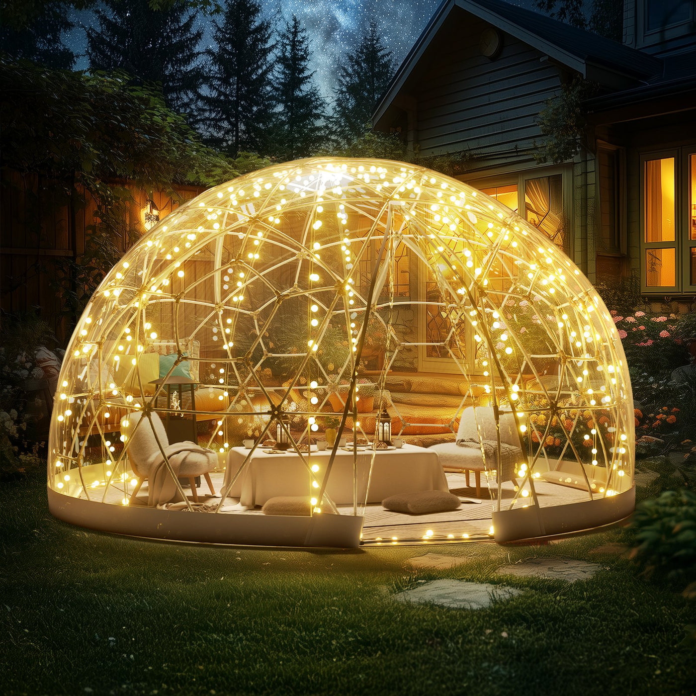 VEVOR 12FT Dome Bubble Tent Outdoor House Camping Shelter w/ Transparent Window - $320