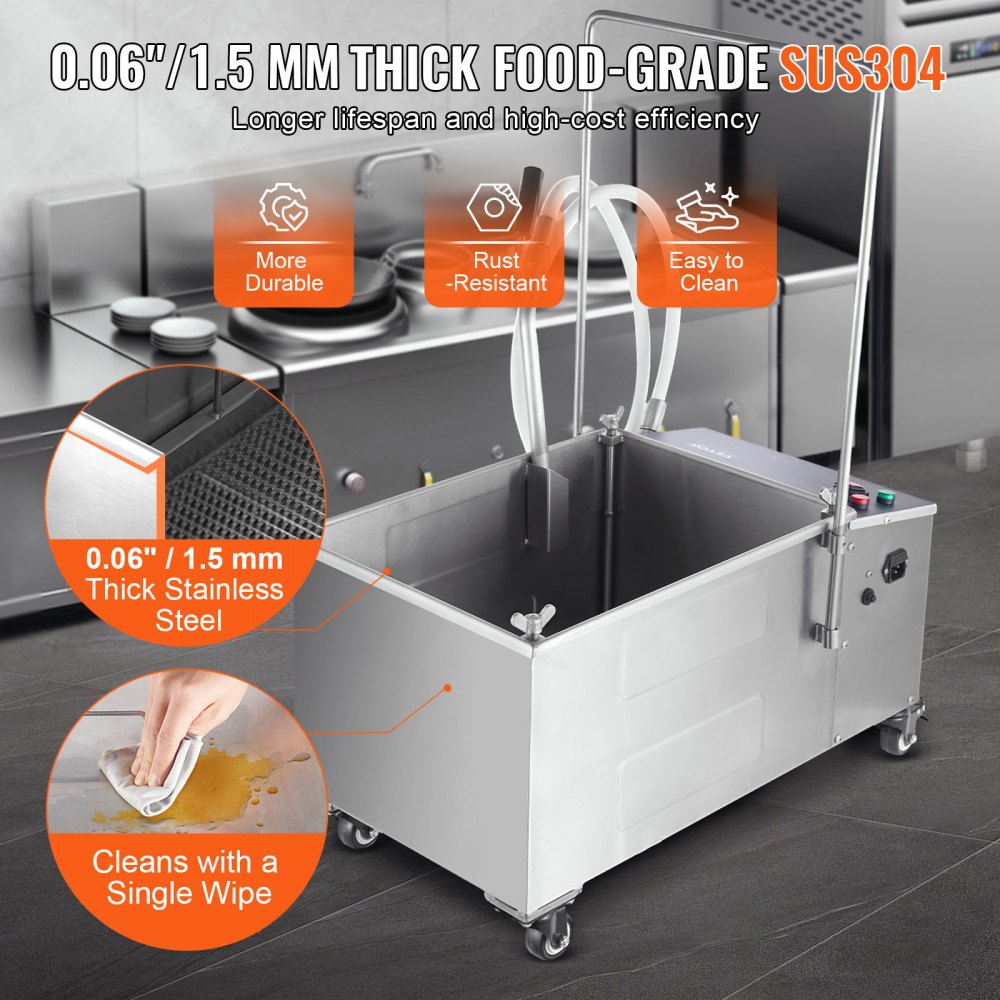 VEVOR Mobile Fryer Filter, 38L Oil Tank Capacity, Oil Filtration System  - $500
