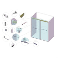 VANITYFUS 72 in. W x 76 in. H Double Sliding Frameless Shower Door - $715