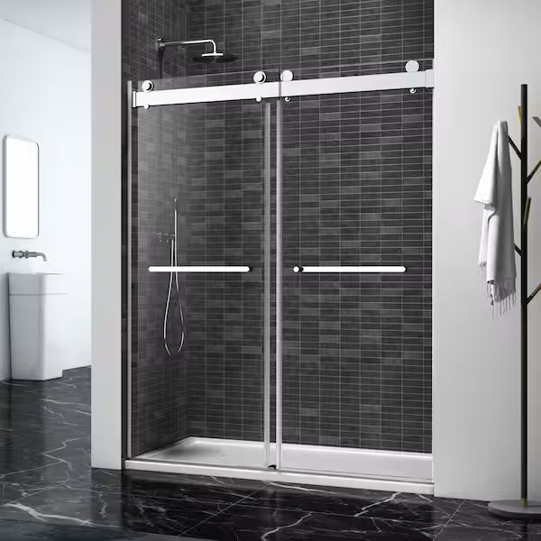 VANITYFUS 72 in. W x 76 in. H Double Sliding Frameless Shower Door - $715