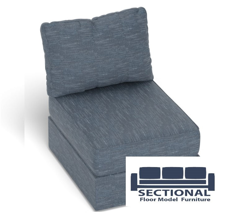 Cover Seat, Deep Vintage Blue Rained Chenille Floor Model