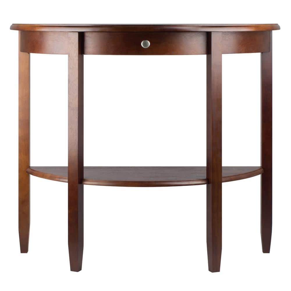 WINSOME WOOD Concord 40 in. Walnut Standard Half Moon Wood Console Table with Drawers - $65