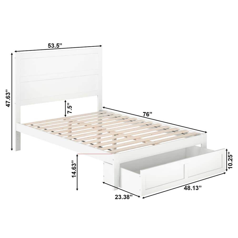 AFI NoHo White Full Solid Wood Storage Platform Bed with Foot Drawer - $210