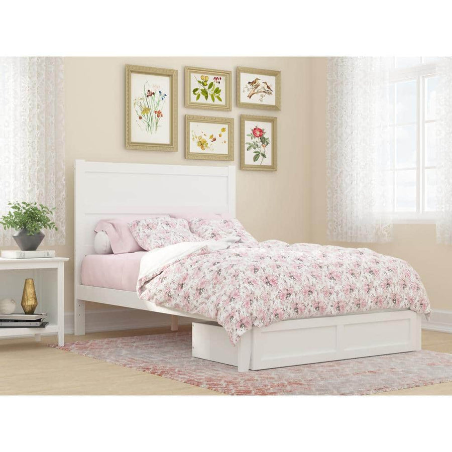 AFI NoHo White Full Solid Wood Storage Platform Bed with Foot Drawer - $210