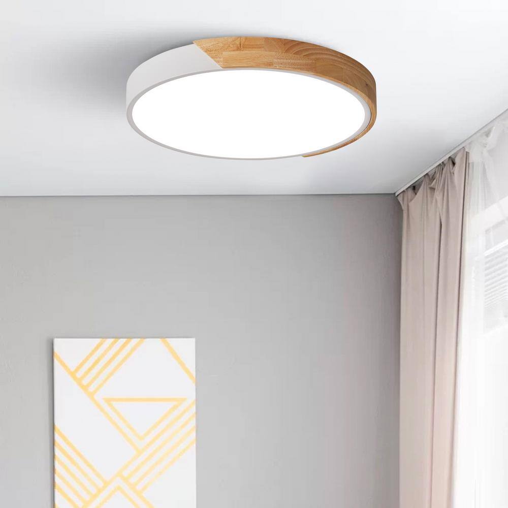 aiwen 15.7 in. 1-Light White Circle LED Flush Mount Light Fixture Ceiling Lamp - $45