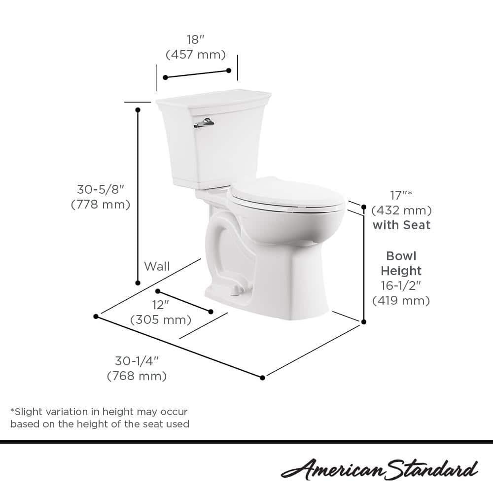 American Standard Rumson 2-Piece 1.28GPF Single Flush Elongated Toilet in White Seat - $85