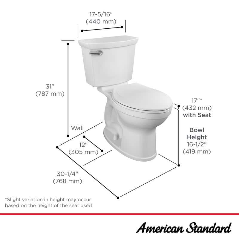 American Standard Champion Two-Piece 1.28 GPF Single Flush Elongated Chair Toilet - $100