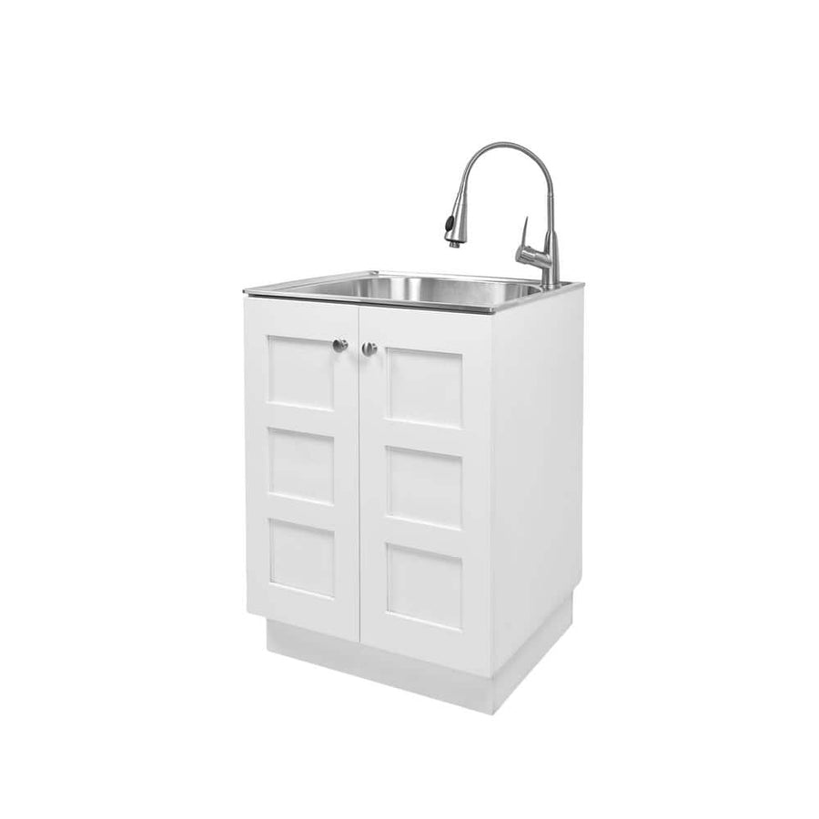 Glacier Bay 24 in. W x 21 in. D x 34 in. L Stainless Steel Laundry Sink with Faucet - $220