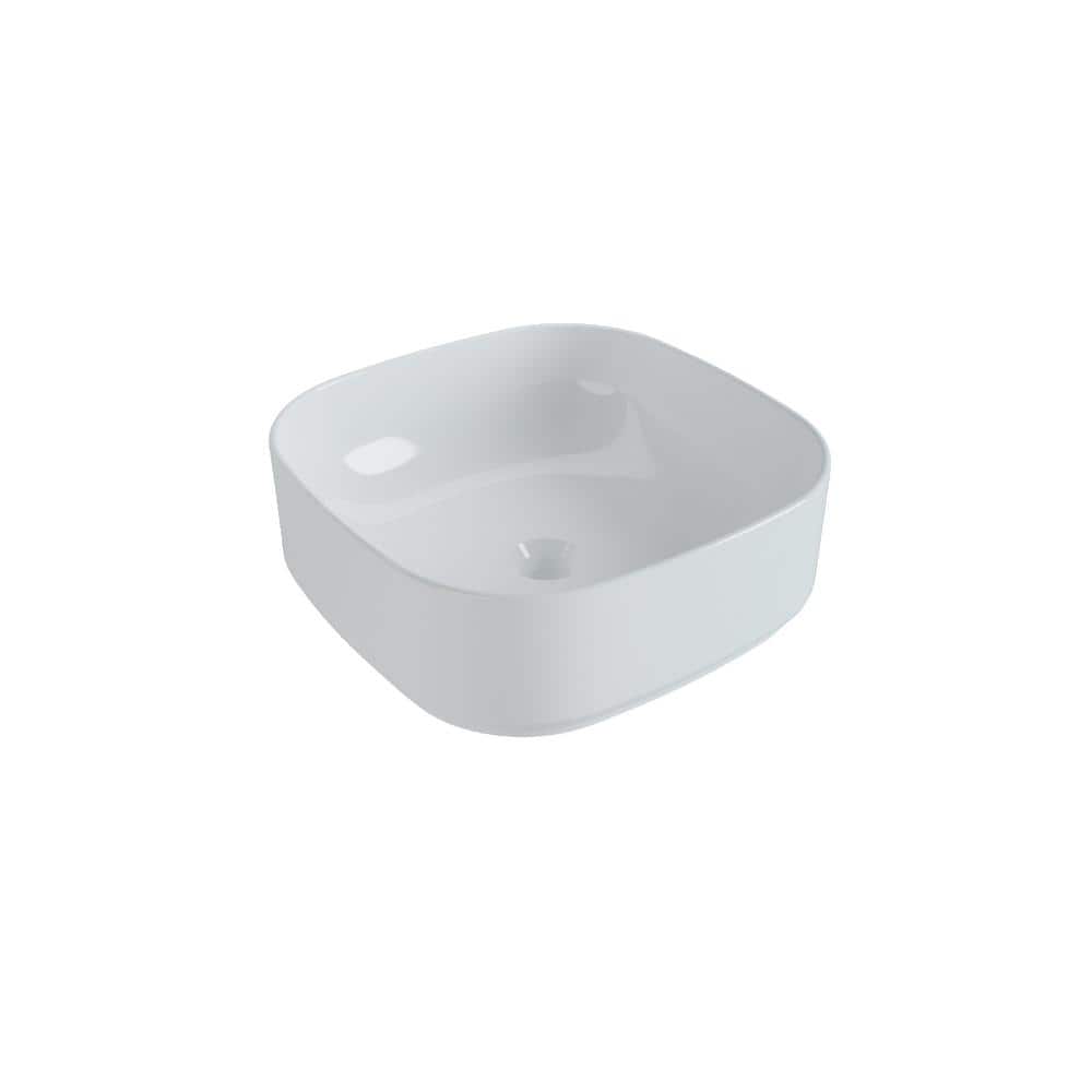 Glacier Bay 16 in. Ceramic Square Vessel Bathroom Sink in White - $40