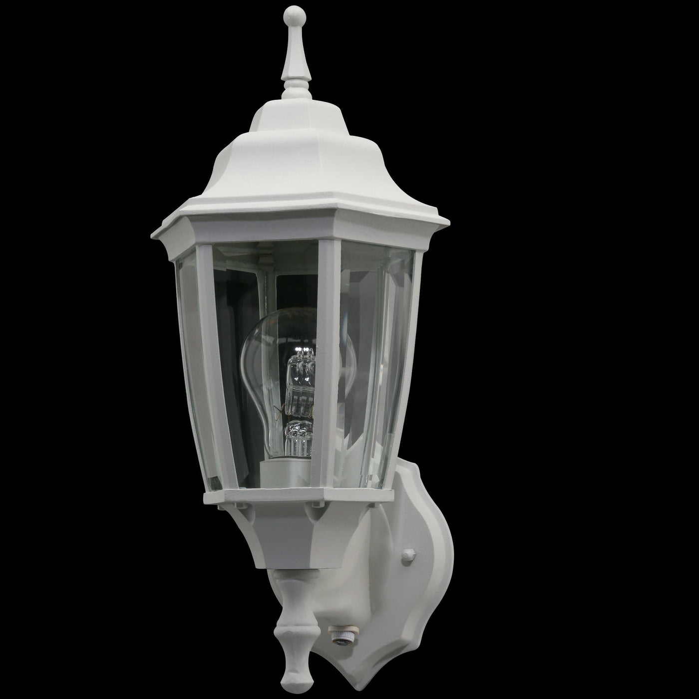 Hampton Bay 14.37 in. White Dusk to Dawn Decorative Outdoor Wall Lantern Sconce Light - $40