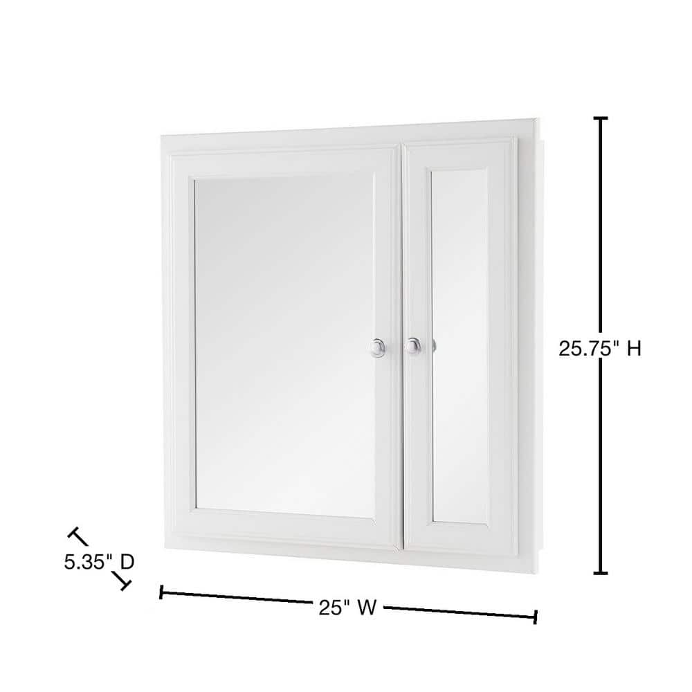 25 in. W x 25.8 in. H Rectangular Wood Composite Medicine Cabinet with Mirror - $85