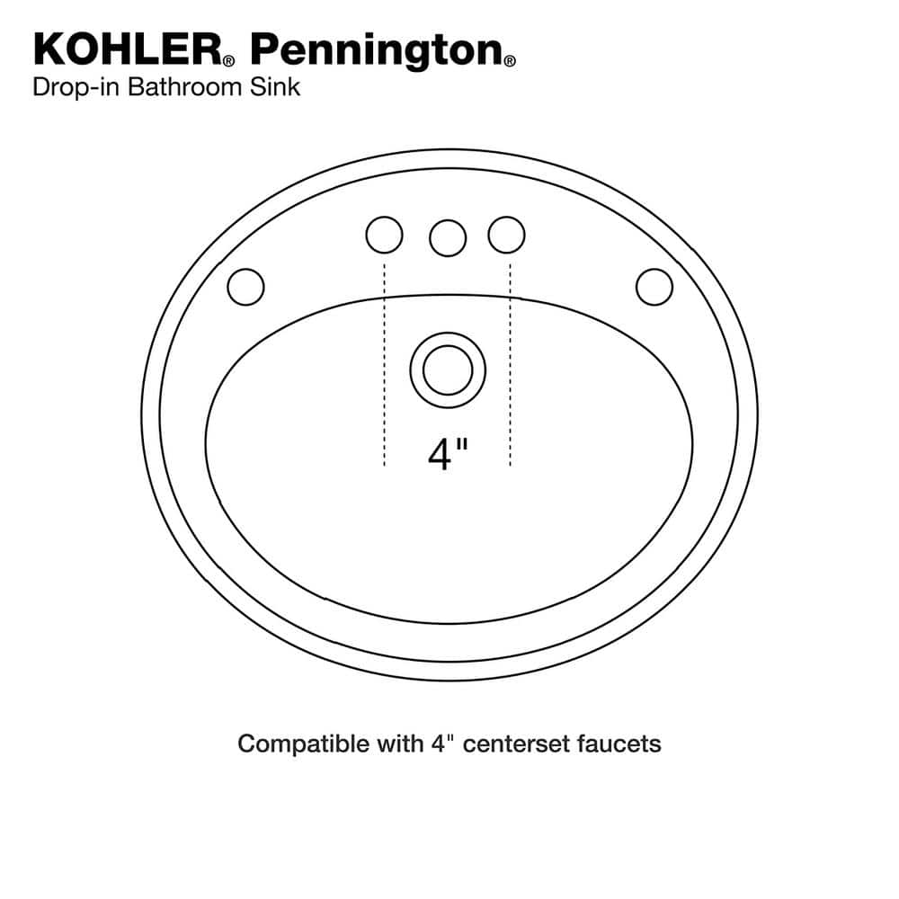 KOHLER Pennington 20-1/4 in. Oval Top-Mount Vitreous China Bathroom Sink in White - $80