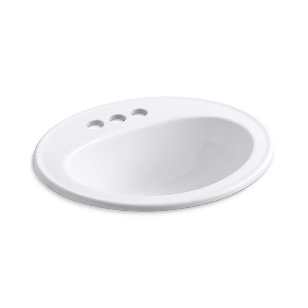 KOHLER Pennington 20-1/4 in. Oval Top-Mount Vitreous China Bathroom Sink in White - $80