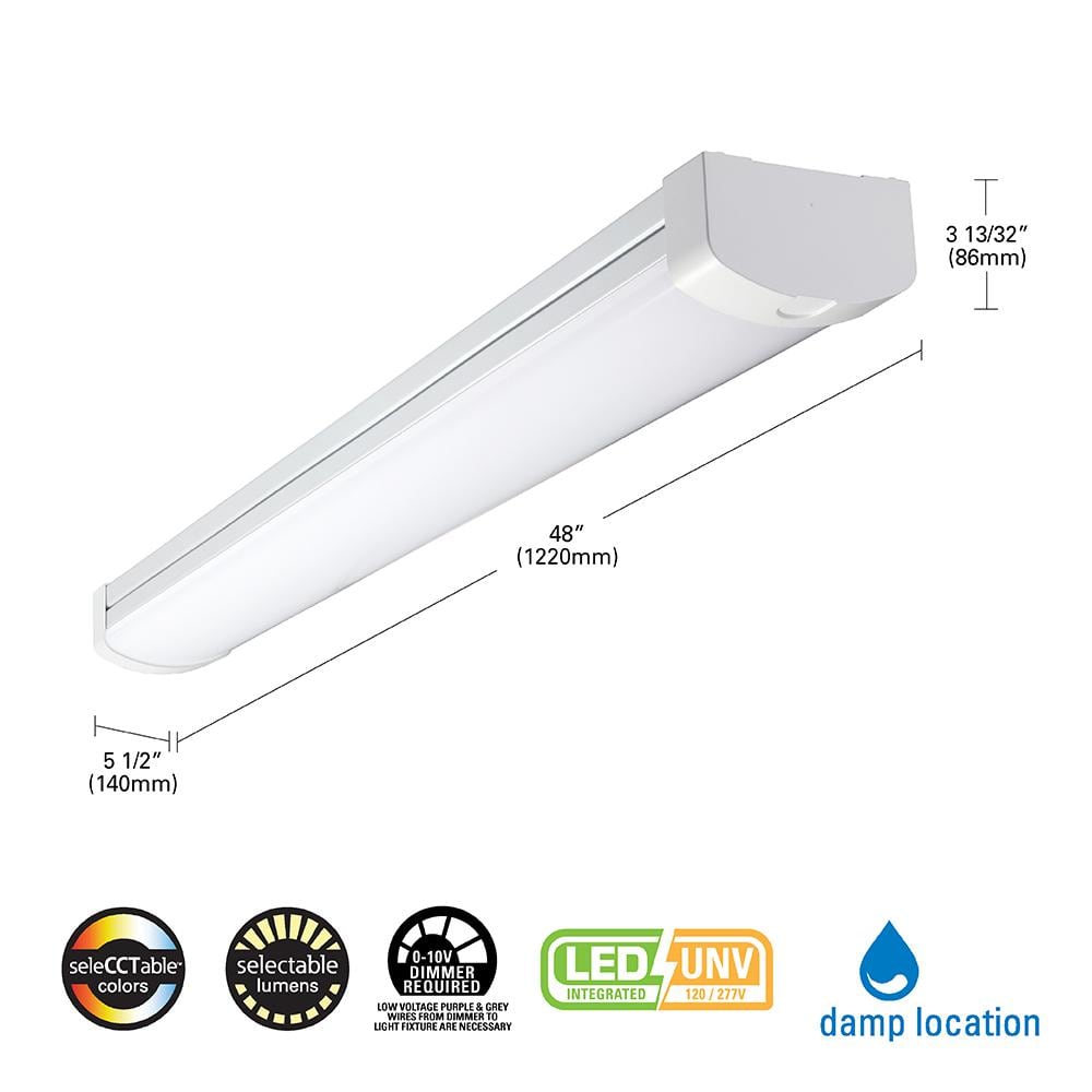 Metalux 4 ft. Selectable CCT and Lumen 5.5 in. Commercial Wrap Light - $35