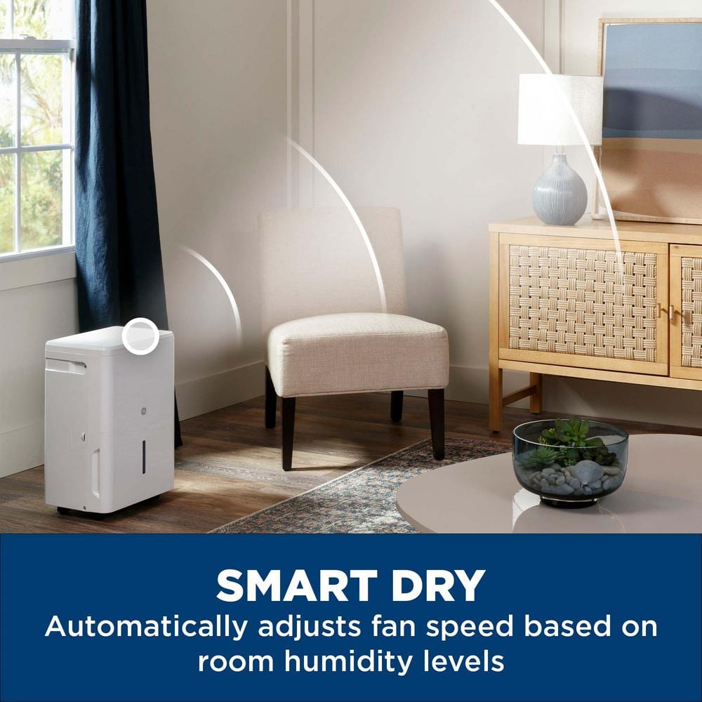 GE 22 pt. Dehumidifier with Smart Dry for Bedroom, Basement or Damp Rooms - $100