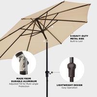 wikiwiki 9 ft. Market Patio Umbrella with Base and Push Button Tilt in Beige - $40