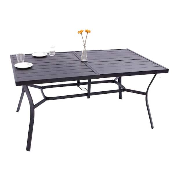 Wildaven 59 in. x 38 in. x 28 in. Rectangle Patio Dining Table with Umbrella Hole - $110