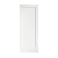 EightDoors Shaker 28" x 80" White 1-Panel Square Solid Core Primed Pine Door - $100