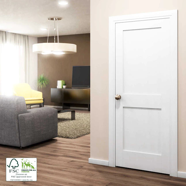 EightDoors Shaker 24" x 80" White 2-Panel Square Solid Core Primed Pine Door - $110