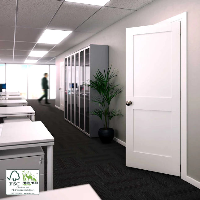 EightDoors Shaker 24" x 80" White 2-Panel Square Solid Core Primed Pine Door - $110