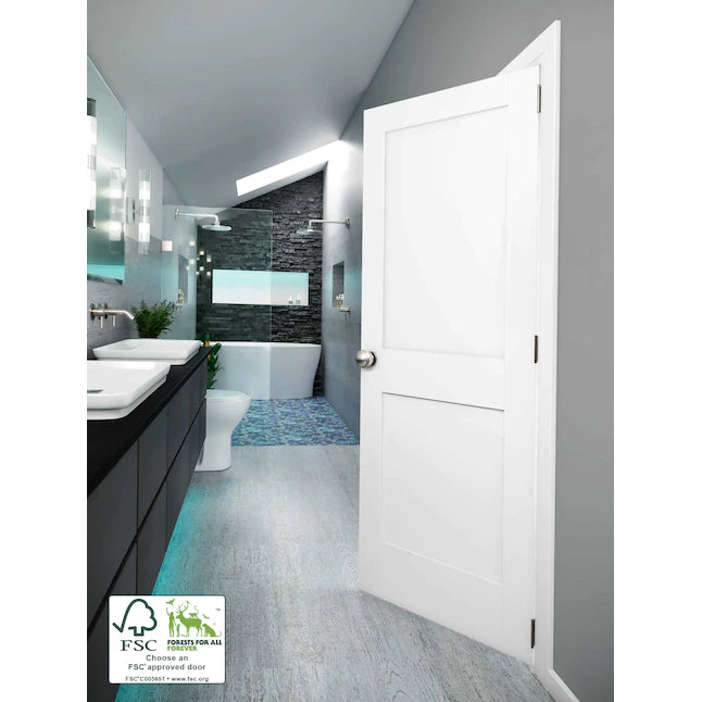 EightDoors Shaker 24" x 80" White 2-Panel Square Solid Core Primed Pine Door - $110