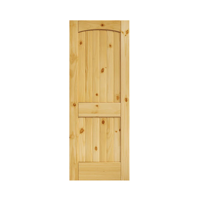 EightDoors 30" x 80" Natural 2-Panel Arch Top Solid Core Unfinished Pine Door - $120