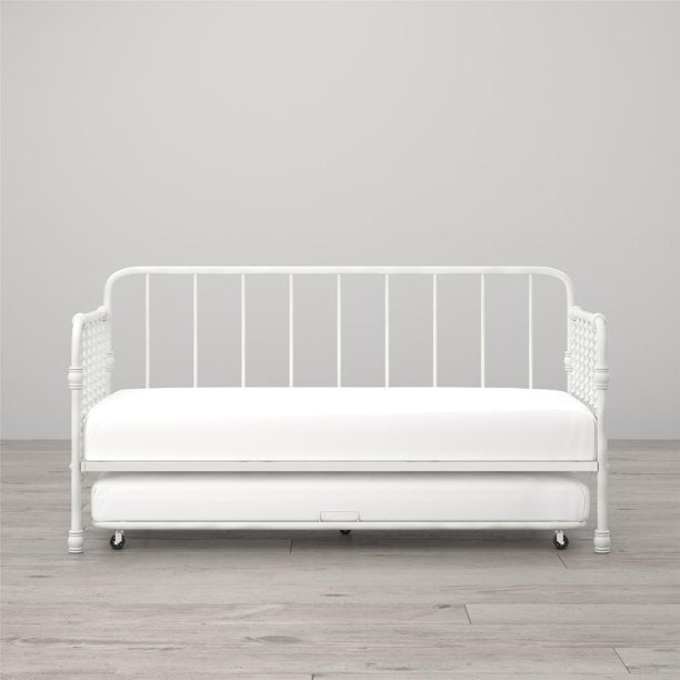 Little Seeds Monarch Hill Wren Metal Daybed with Trundle Twin, White- $167