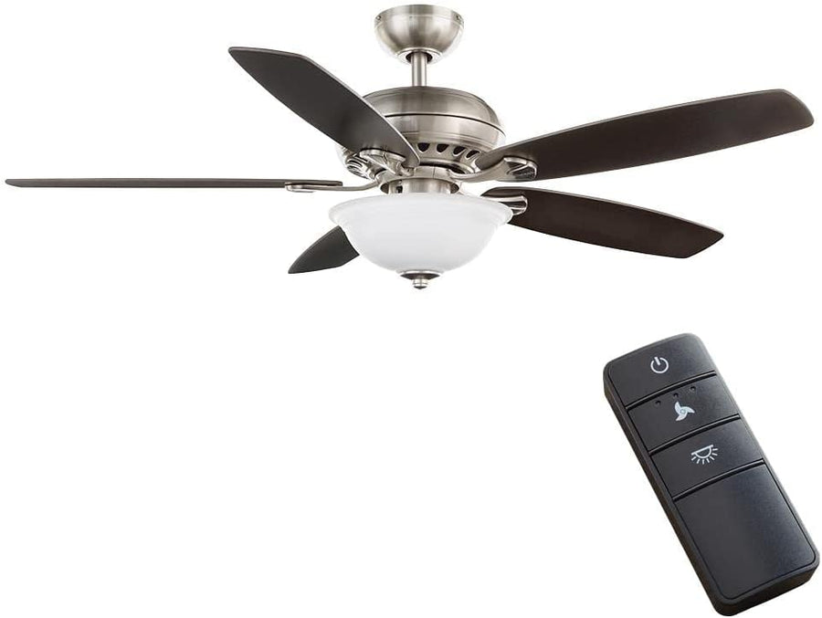 Hampton Bay Southwind II 52 in. Indoor LED Brushed Nickel Ceiling Fan with Light Kit, Reversible Blades and Remote Control - $75