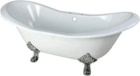 Kingston Brass Aqua Eden VCTND7231NC1 Cast Iron Double Slipper Clawfoot Bathtub, 72-Inch, White/Chrome- $840