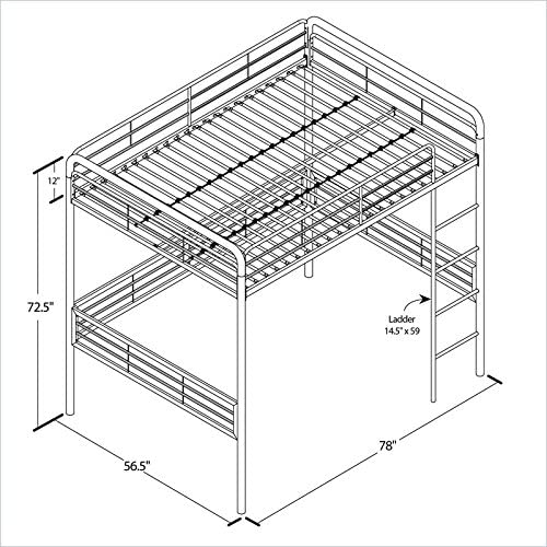 DHP Full Metal Loft Bed with Ladder, Space-Saving Design, Full, Black - $150