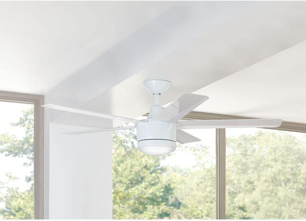 Home Decorators Collection Merwry 52 in. Integrated LED Indoor White Ceiling Fan with Light Kit and Remote Control - $75