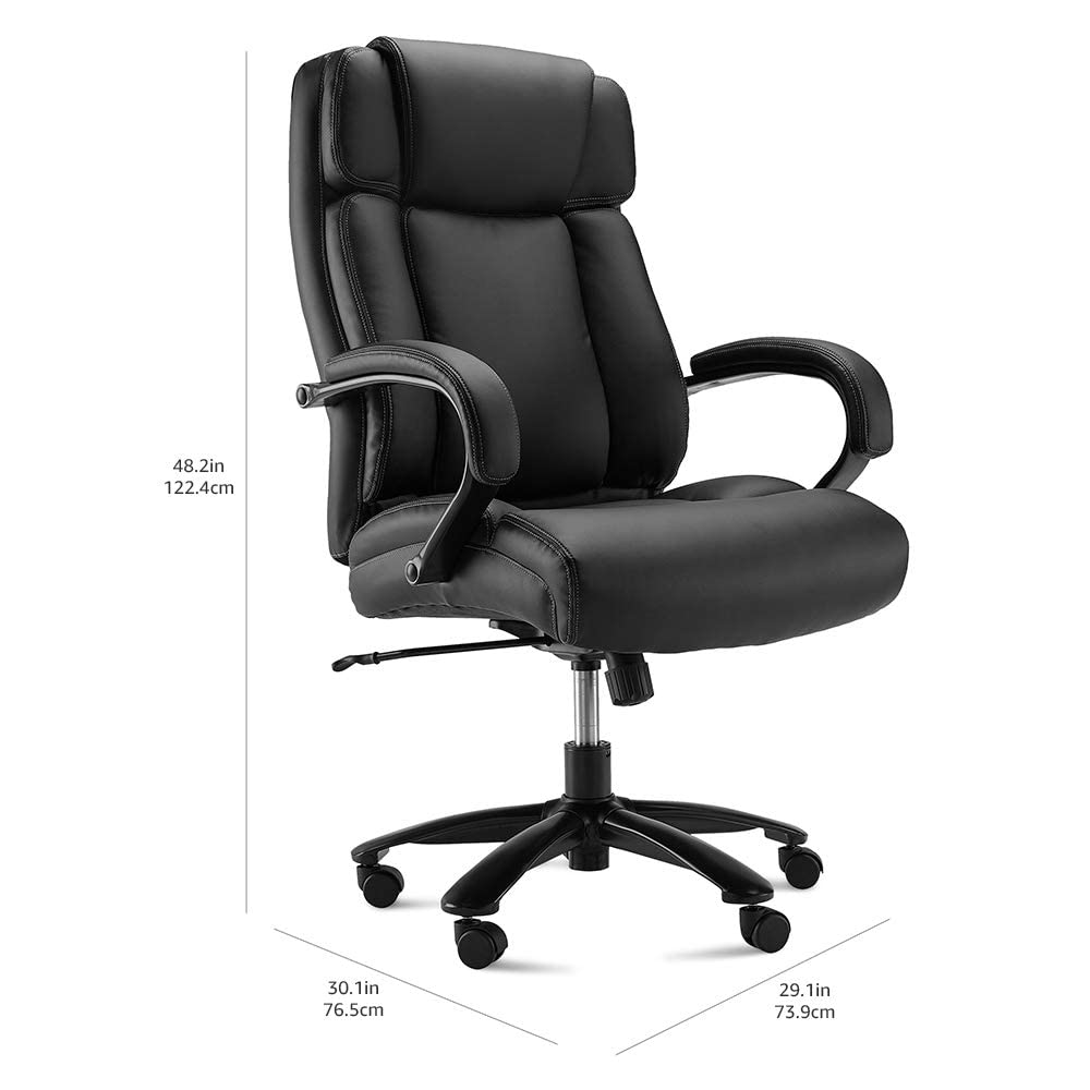 Big & Tall Adjustable Executive Office Chair Black Faux Leather-$155