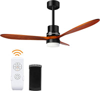 52 inch Wood Ceiling Fan with Remote Control 3 Color Temperature Rustic Vintage- $64