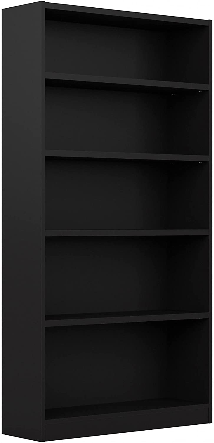 Bush Furniture Universal Tall 5 Shelf Bookcase, Black-$130