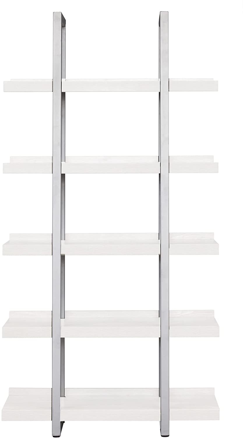 Unique Furniture Zelma White Open Bookcase - Top Modern Tall Bookcase- $150