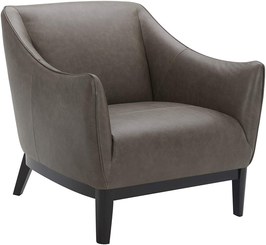 Rivet Bayard Contemporary Leather Accent Chair with Curved Armrests, 33.5"W -$400