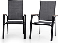 Black Stackable Lightweight Aluminum Patio Outdoor Dining Chair (4-Pack)-$200